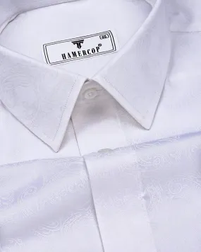 White Paisley Printed Satin Cotton Premium Shirt